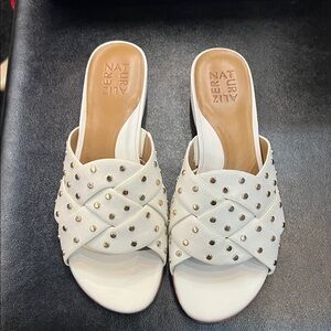 Naturalizer White Studded Mules
